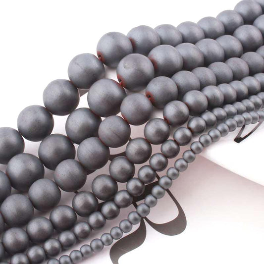Hematite Matte Beads  2mm 3mm 4mm 6mm 8mm 10mm 15''