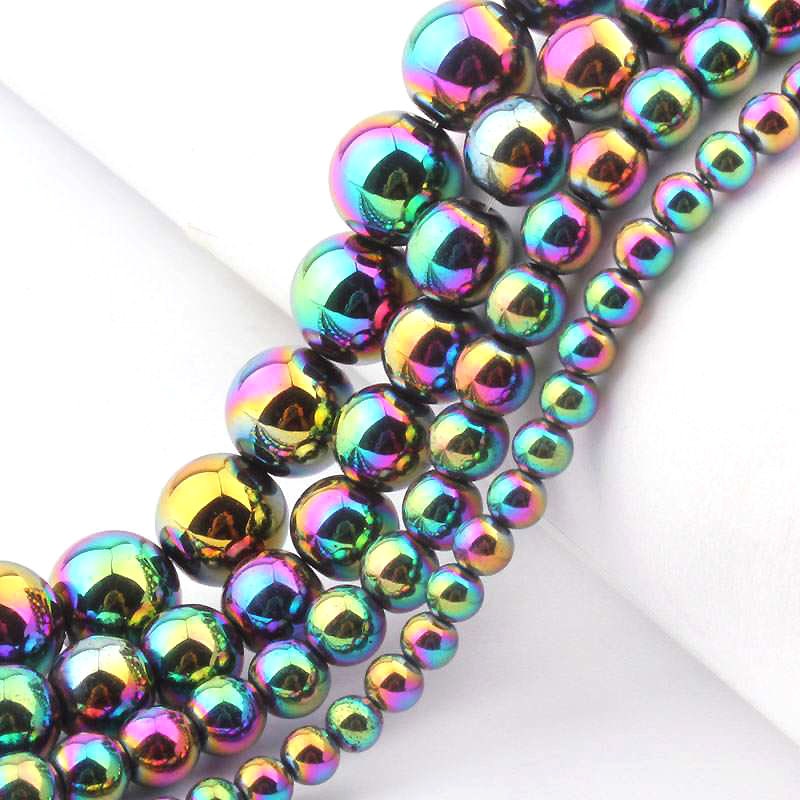 Perles d'hématite arc-en-ciel 2 mm 3 mm 4 mm 6 mm 8 mm 10 mm