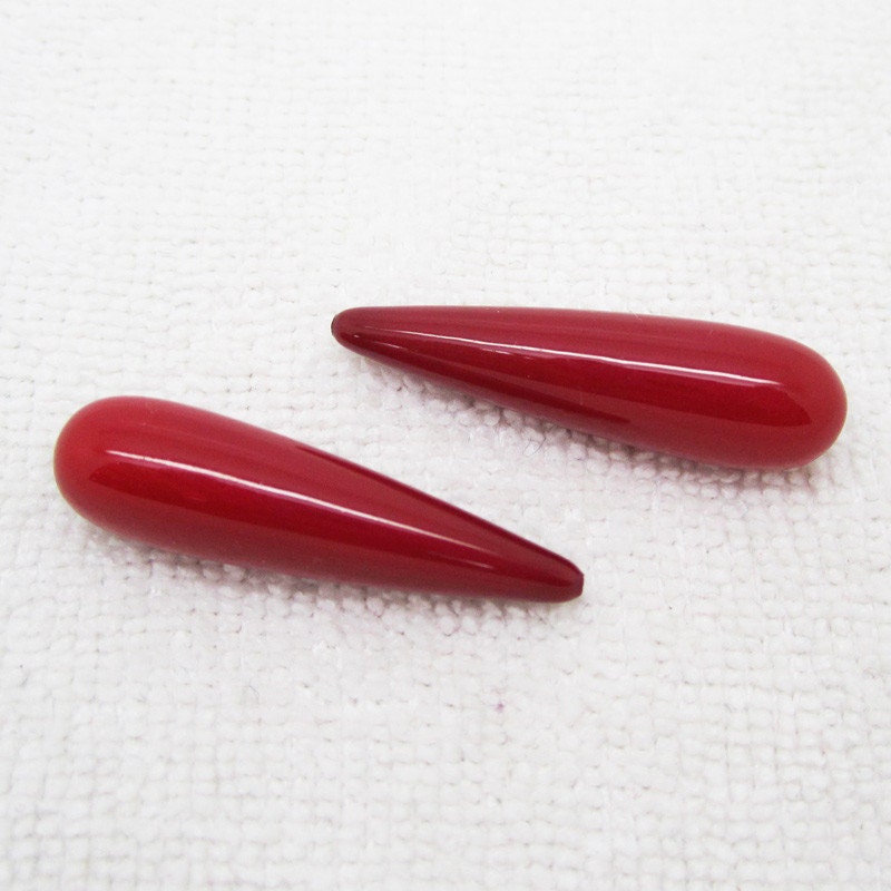 Perles de coquillage semi-percées en forme de larme 8 x 30 mm, 2 pièces