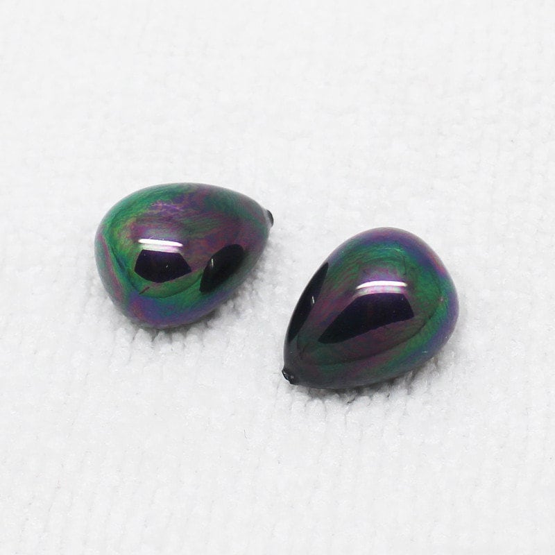 Shell Pearl Half Drilled Teardrop Beads 14x18mm 2pcs
