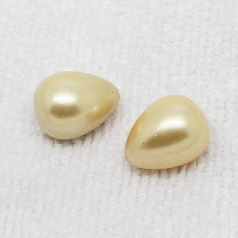 Shell Pearl Half Drilled Teardrop Beads 14x18mm 2pcs