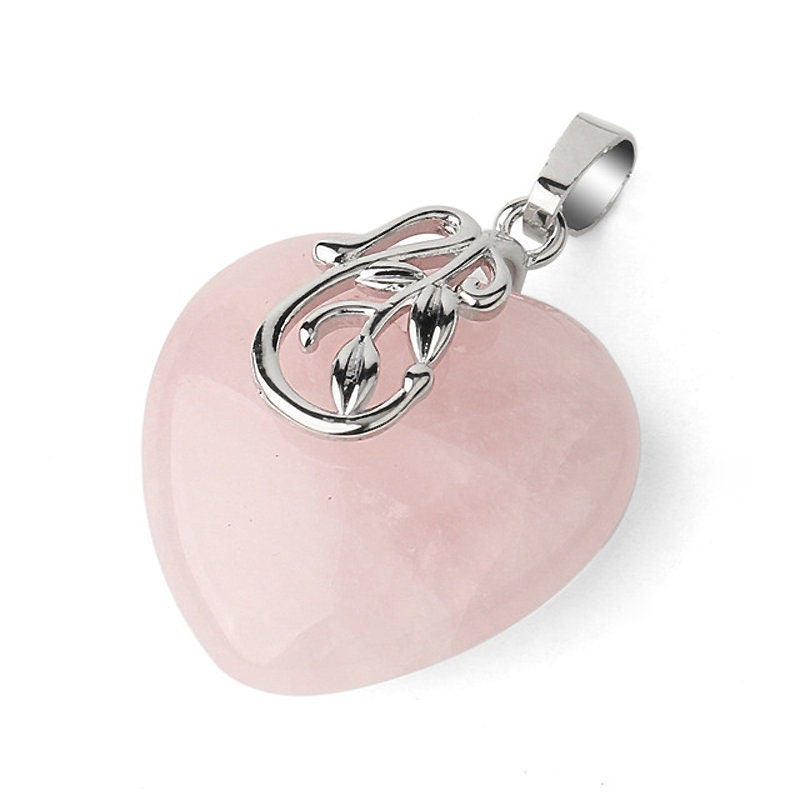 Quartz Pendant Necklace Heart Pendant Necklace Jewelry 18''