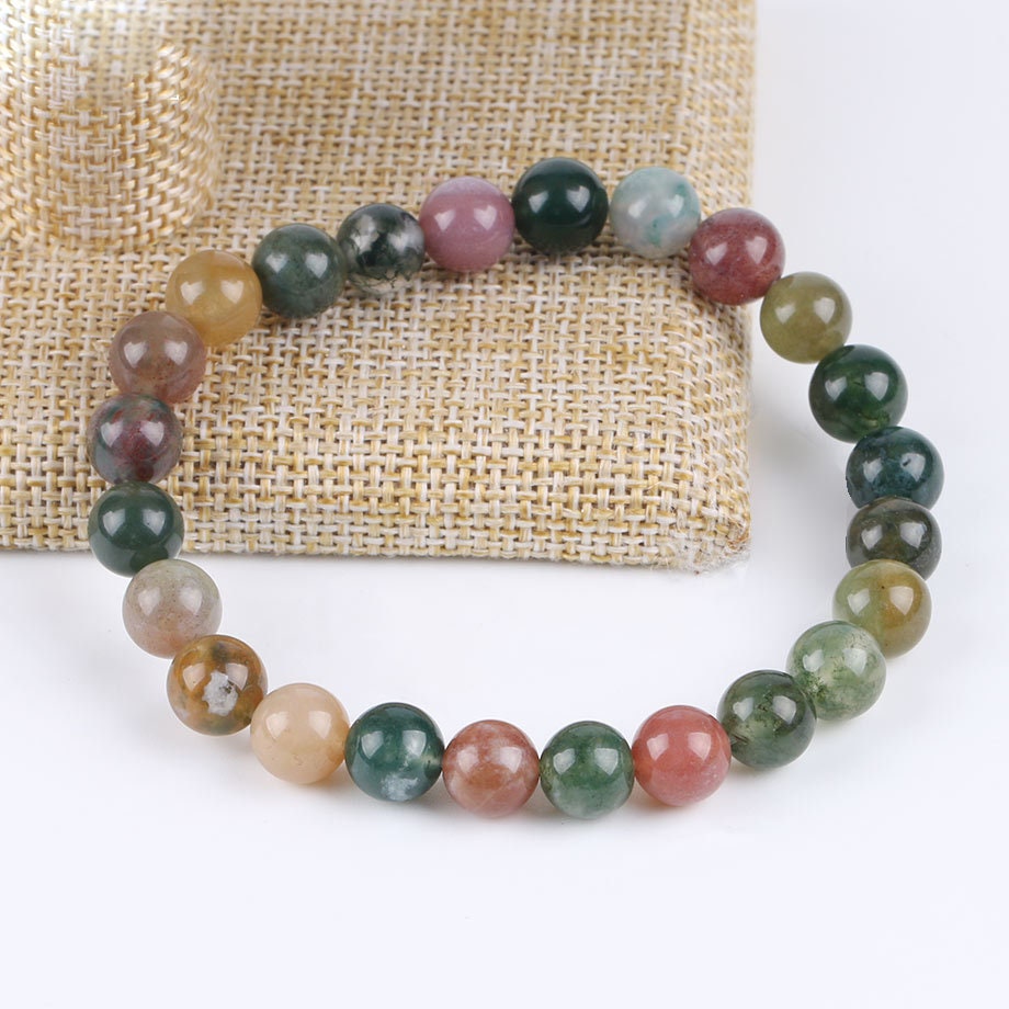 Rødgrøn indisk agatstenarmbånd 6mm 8mm 10mm 8''