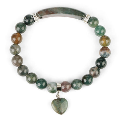 Indian Agate Heart Bracelet 7.5''