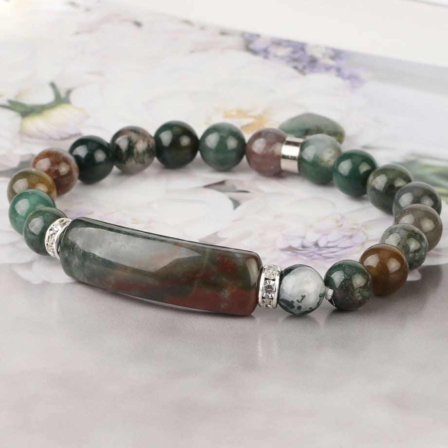 Indian Agate Heart Bracelet 7.5''