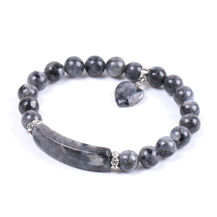 Black Labradorite Heart Bracelet 7''