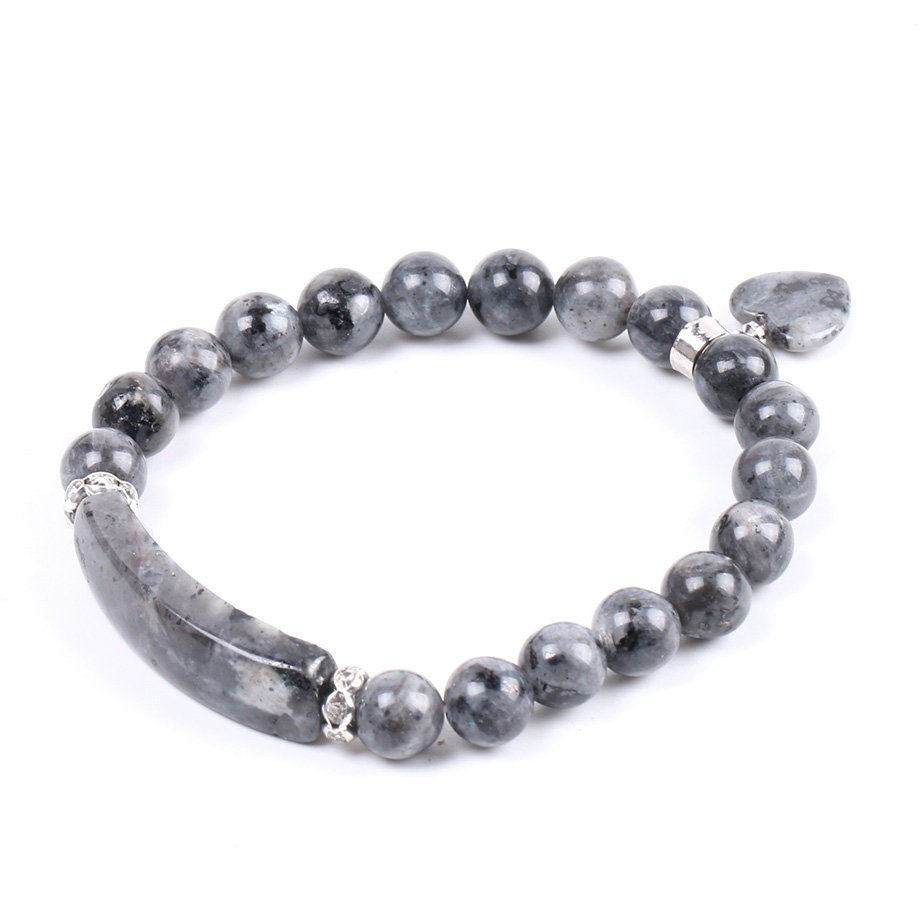 Black Labradorite Heart Bracelet 7''