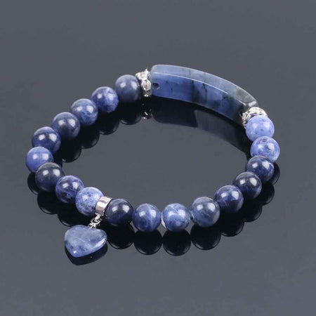 Sodalite Heart Bracelet 8mm 7''