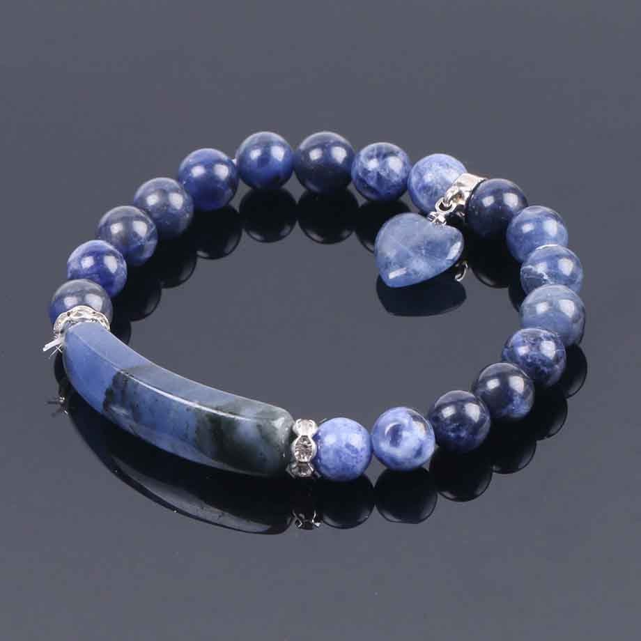 Sodalite Heart Bracelet 8mm 7''