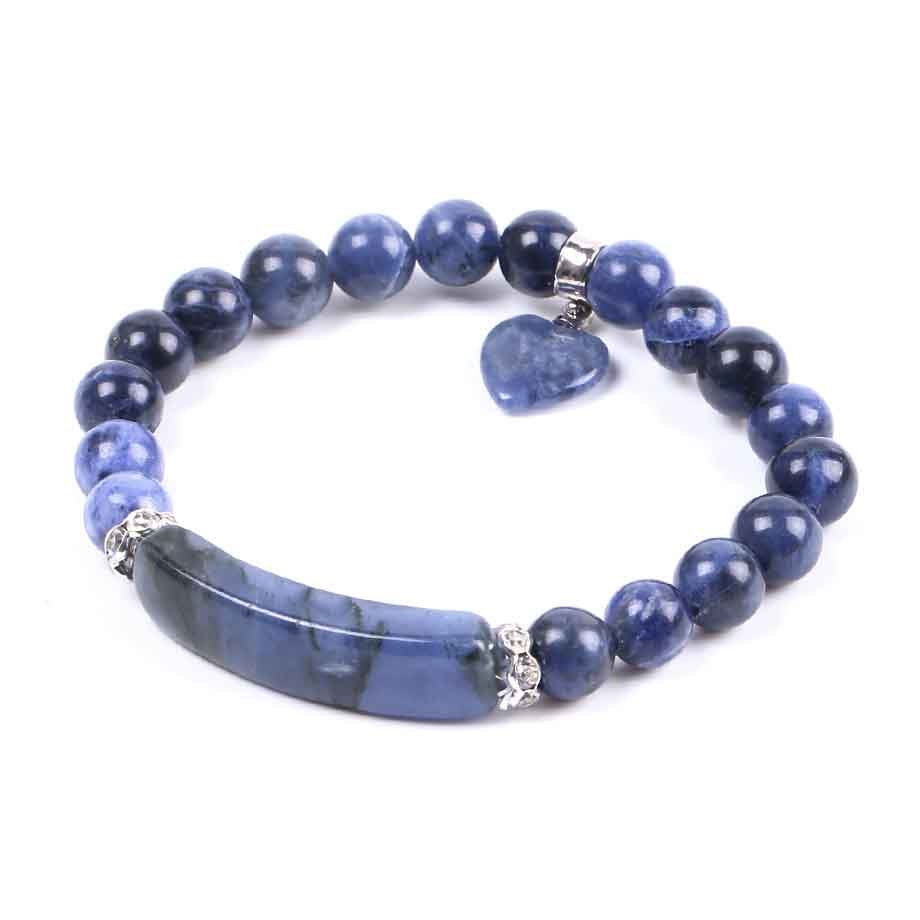 Sodalite Heart Bracelet 8mm 7''