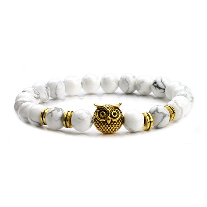 Howlite Animal Owl Head Bracelets 8mm 8''