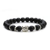 Mat Onyx Armbånd Sølv Guld Buddha Armbånd 8mm 8''