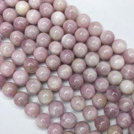 Perles en pierre de kunzite véritable 6 mm, 8 mm, 10 mm, 15 pouces