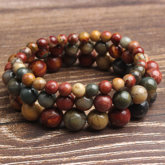 Picasso Jasper Beads Bracelet 8''