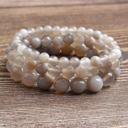 Bracelet en agate rayée grise 8''