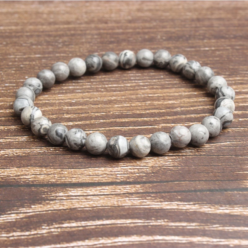 Gray Silk Jasper Bracelet 8''