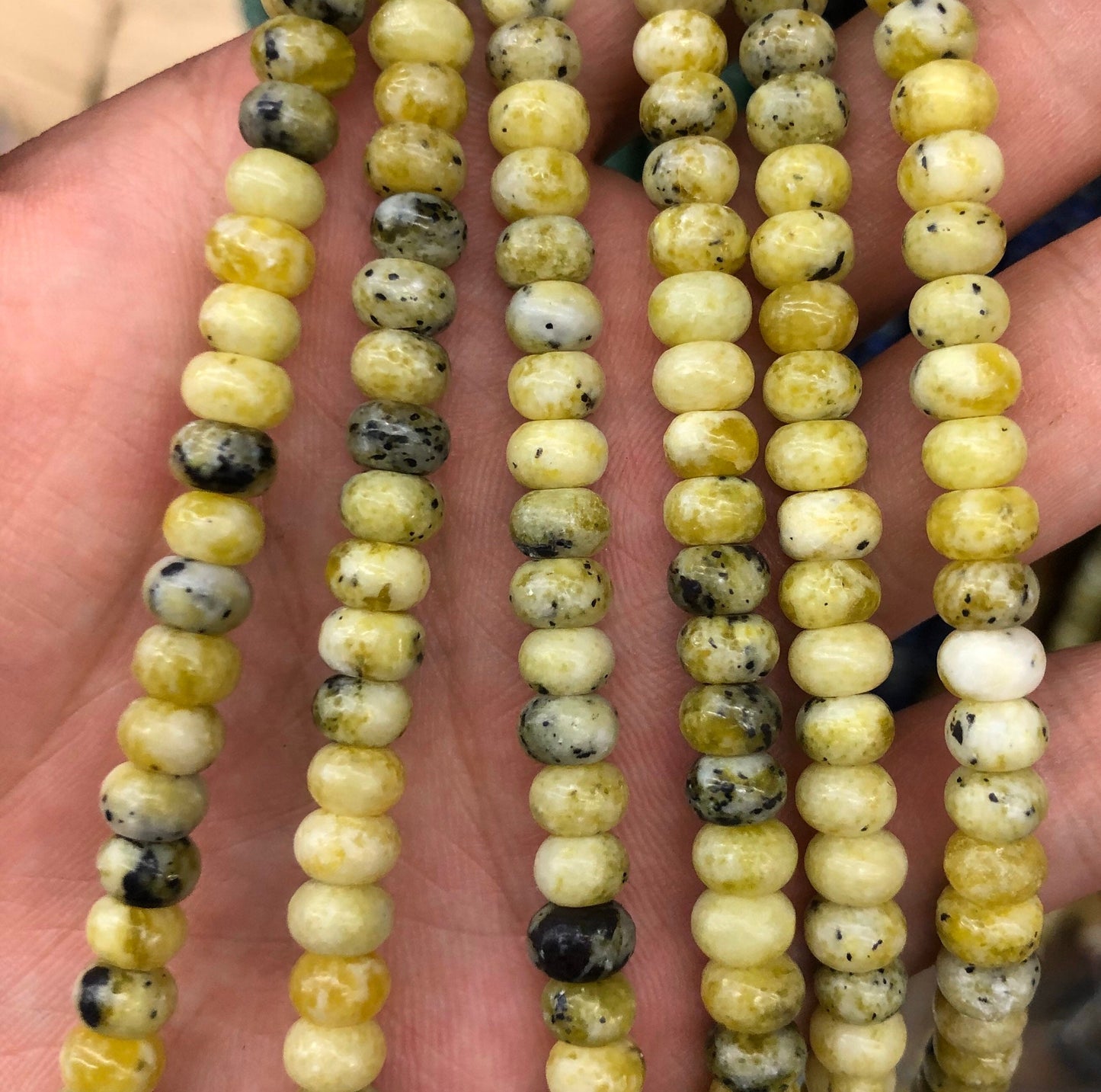 Perles rondelles turquoise jaune 4x6mm 5x8mm 15''