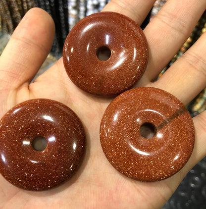 Gold Sandstone Donut Pendant 25mm 30mm 35mm 40mm 1pc