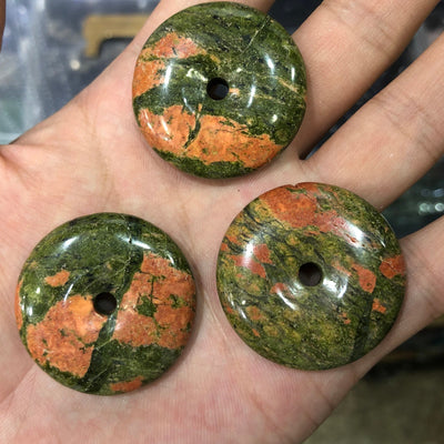 Unakite Donut Beads 30mm 35mm 1pc