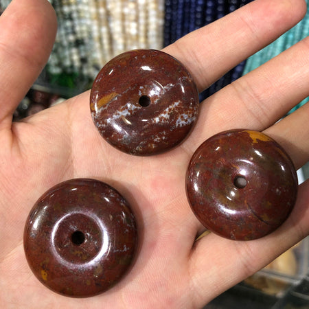 Bloodstone Donut Beads 25mm 30mm 35mm 40mm Pendant 1pc