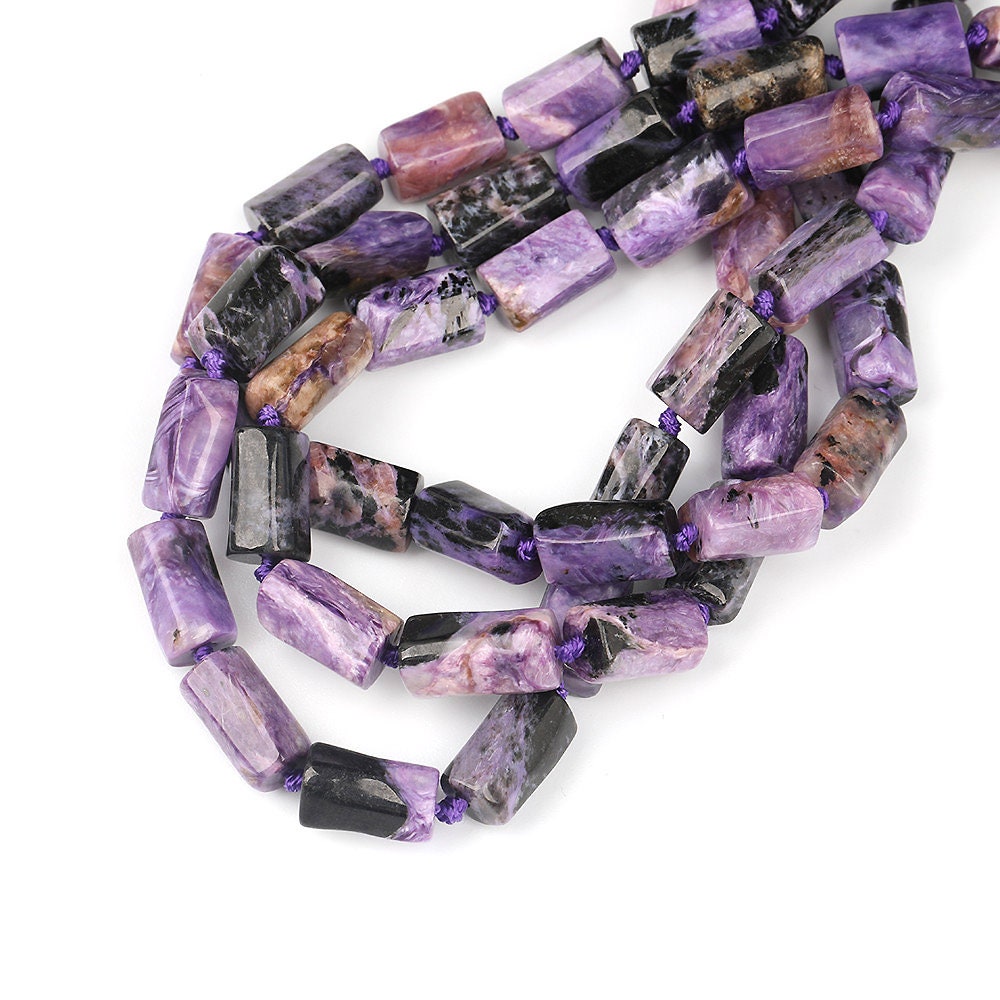 Charoite Nugget, Naturlig Ædelsten, Lilla Nugget Tube Stone 8-12mm