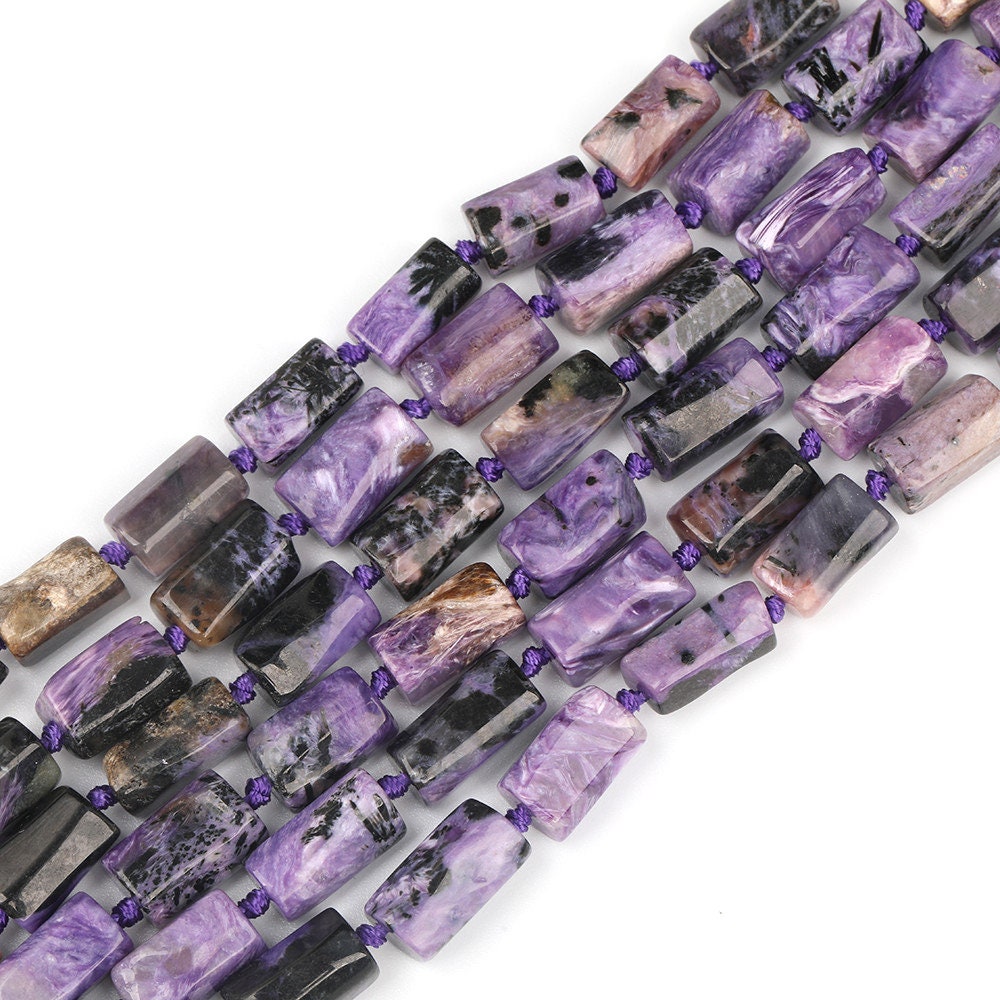Charoite Nugget, Naturlig Ædelsten, Lilla Nugget Tube Stone 8-12mm