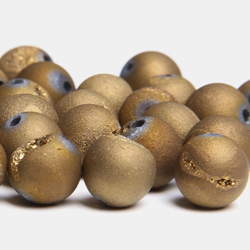 Gold Druzy Agate 6mm 8mm 10mm 12mm 14mm