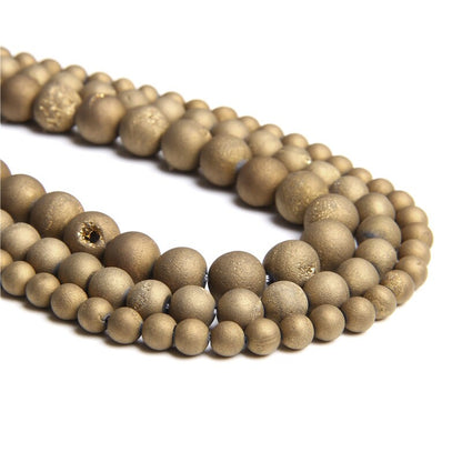 Gold Druzy Agate 6mm 8mm 10mm 12mm 14mm