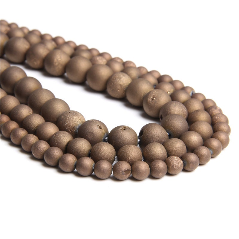 Bronze Druzy Agate Beads 6mm 8mm 10mm 12mm 14mm
