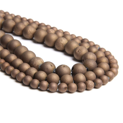 Bronze Druzy Agate Beads 6mm 8mm 10mm 12mm 14mm