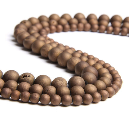 Bronze Druzy Agate Beads 6mm 8mm 10mm 12mm 14mm