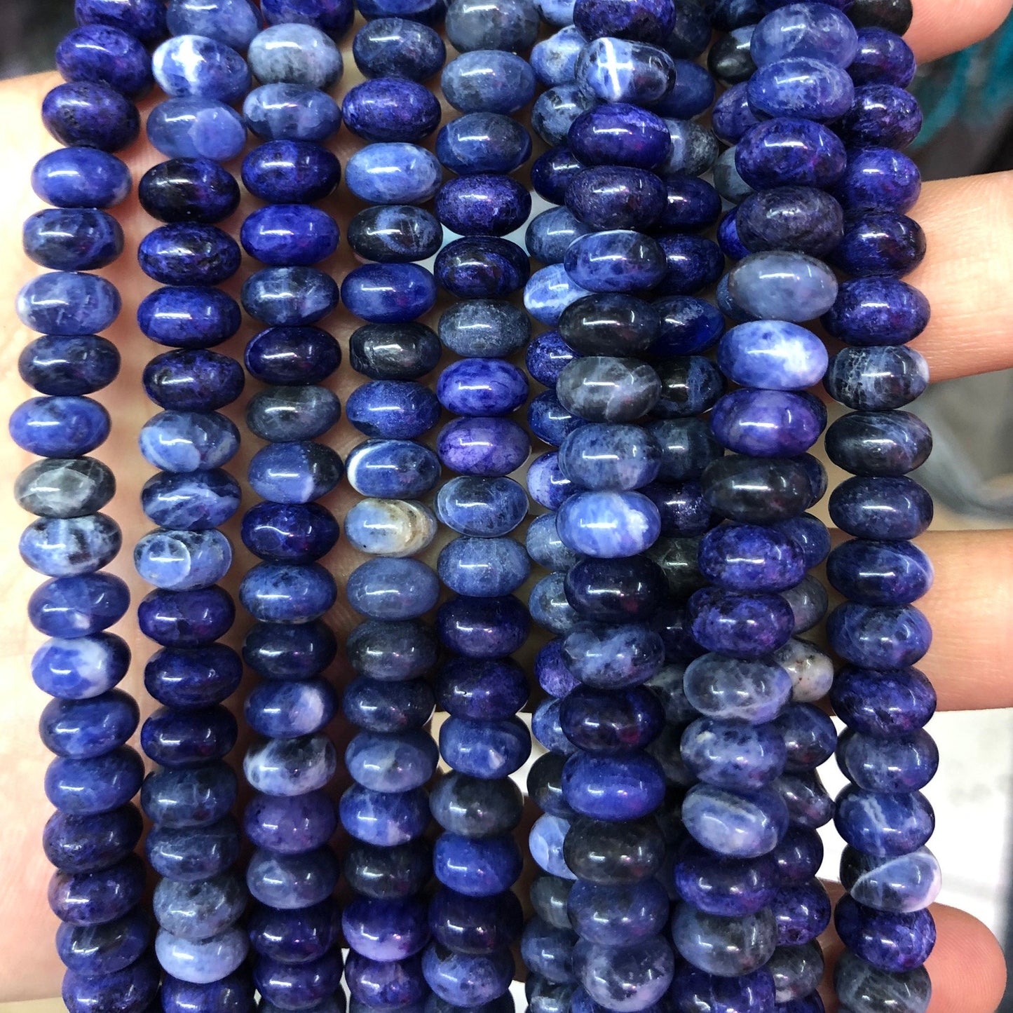 Sodalite Rondelle Beads Natural Gemstone Beads 4x6mm 5x8mm