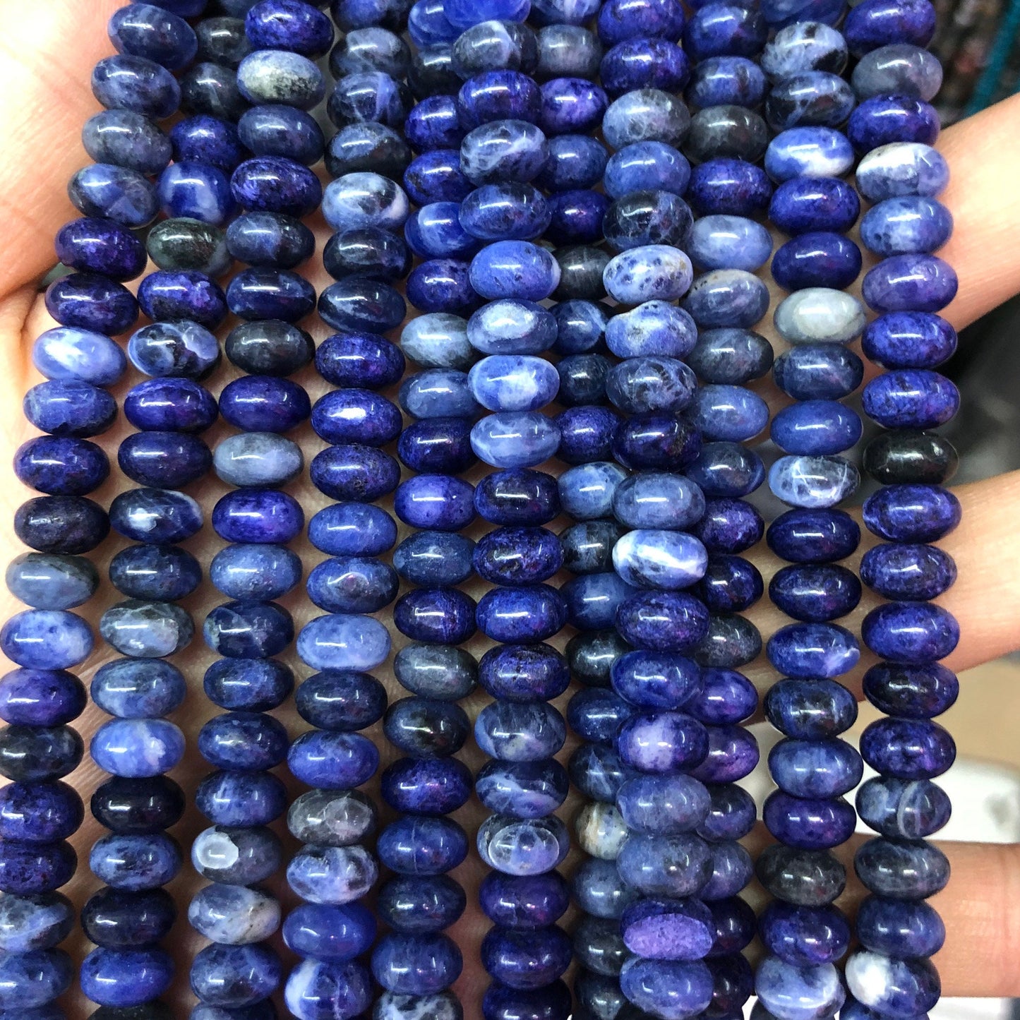 Sodalite Rondelle Beads Natural Gemstone Beads 4x6mm 5x8mm
