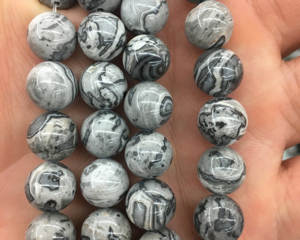 Gray Silk Jasper Beads 4mm 6mm 8mm 10mm 12mm 15''