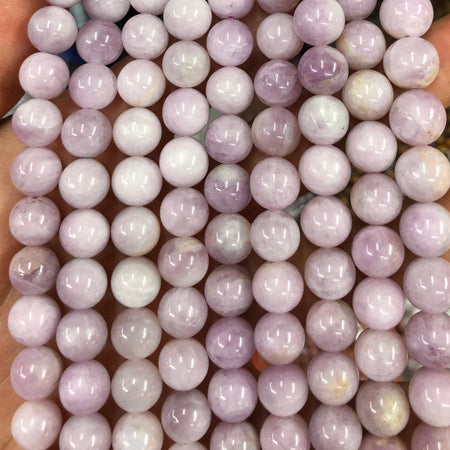 Perles en pierre de kunzite véritable 6 mm, 8 mm, 10 mm, 15 pouces
