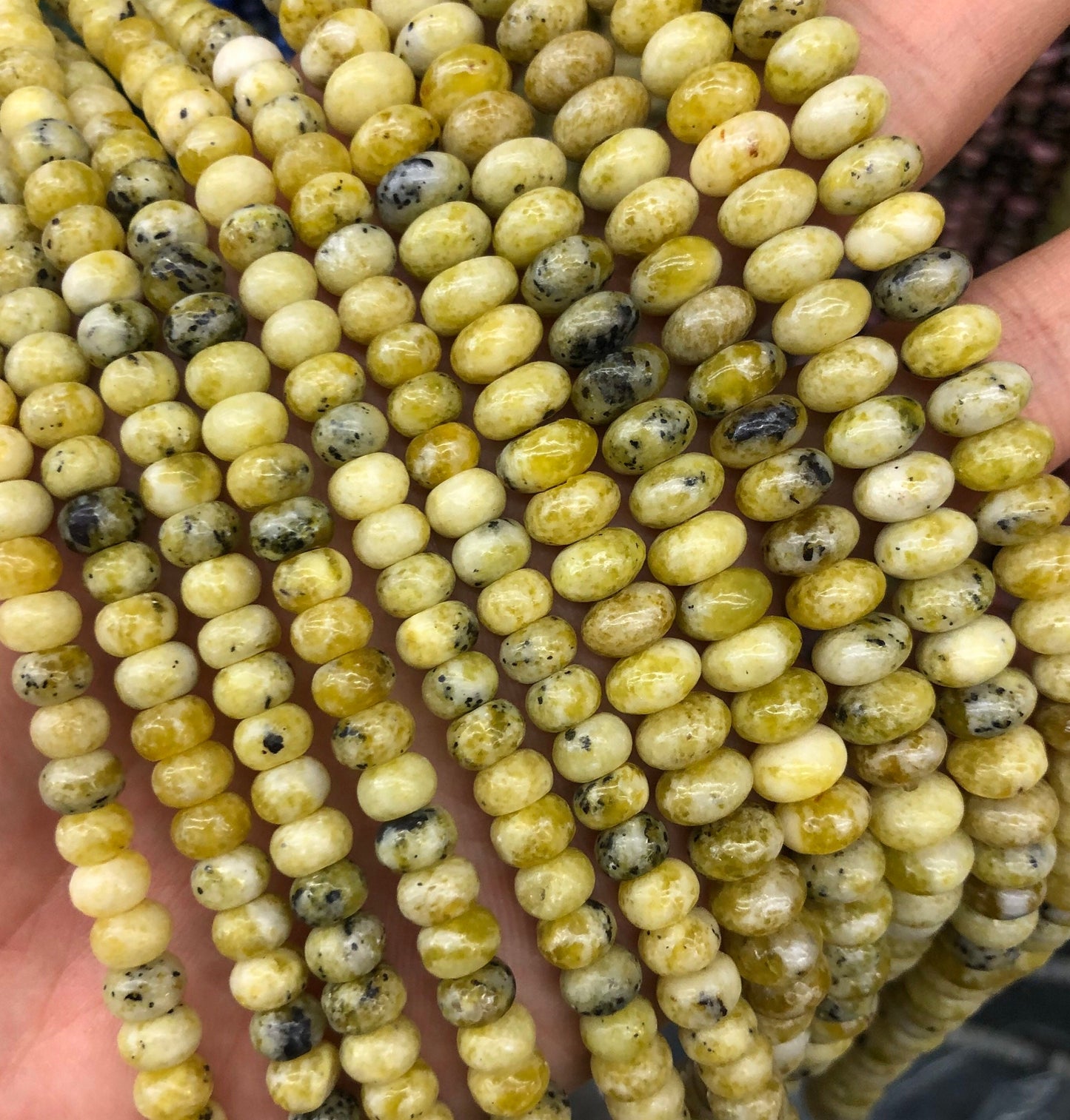 Perles rondelles turquoise jaune 4x6mm 5x8mm 15''