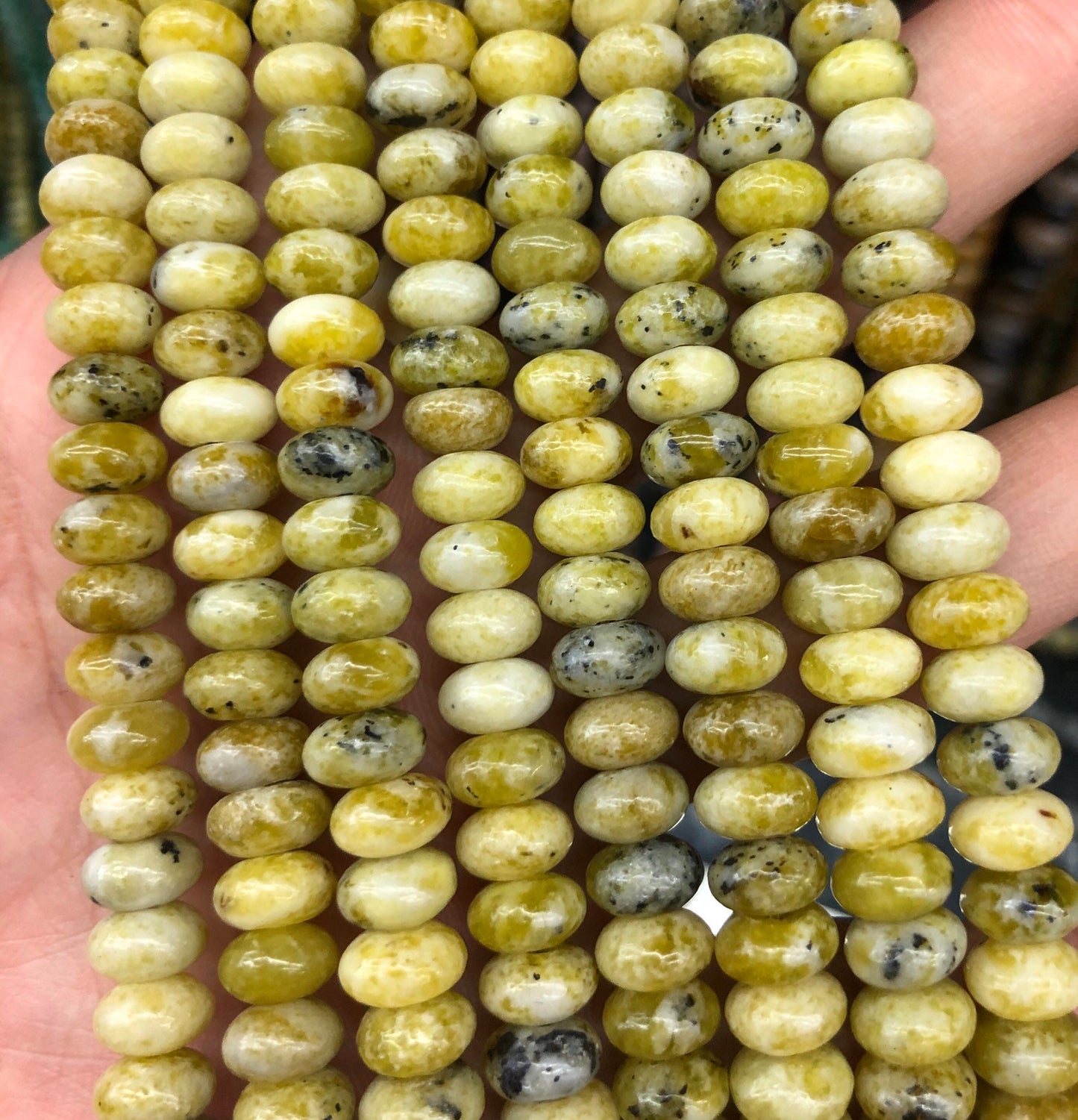 Perles rondelles turquoise jaune 4x6mm 5x8mm 15''