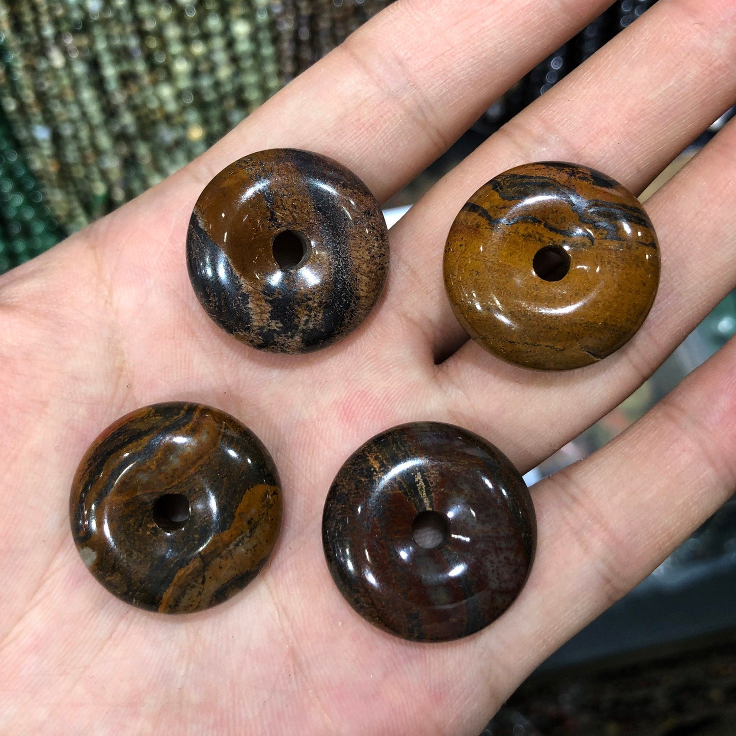 Iron Tiger Eye Donut Pendant 25mm 1pc