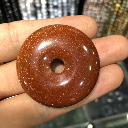 Gold Sandstone Donut Pendant 25mm 30mm 35mm 40mm 1pc