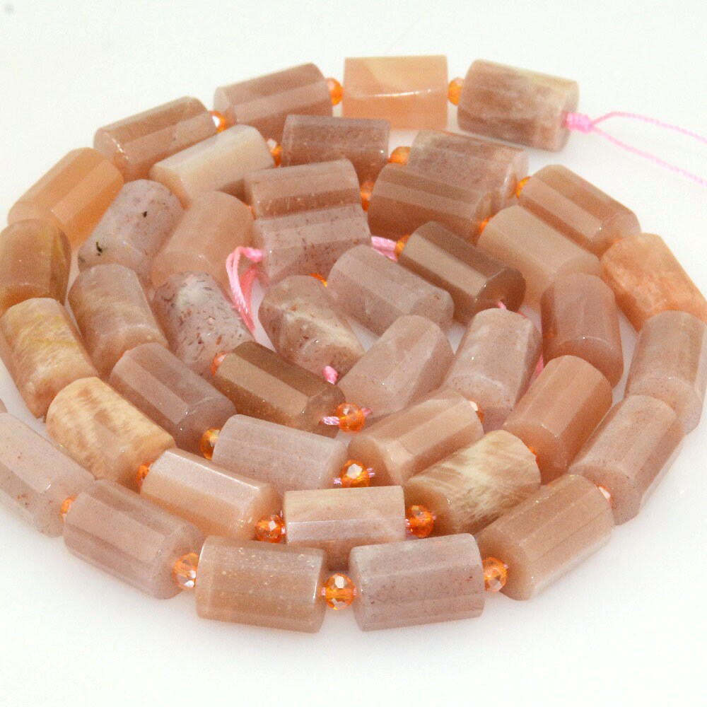 Natural Stone Beads Faceted Tube Beads Amethyst, Amazolite, Sunstone, Lapis Lazuli 10x14mm