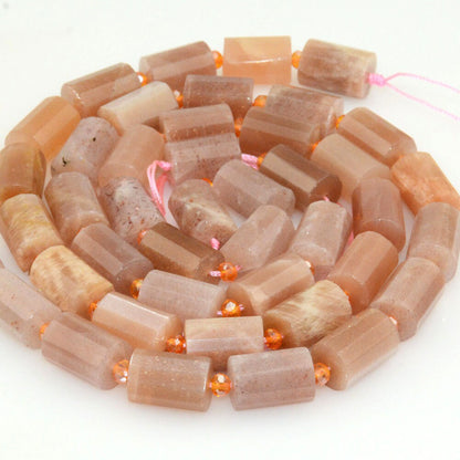 Natural Stone Beads Faceted Tube Beads Amethyst, Amazolite, Sunstone, Lapis Lazuli 10x14mm
