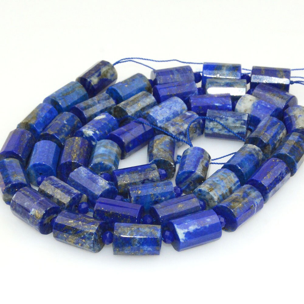 Natural Stone Beads Faceted Tube Beads Amethyst, Amazolite, Sunstone, Lapis Lazuli 10x14mm