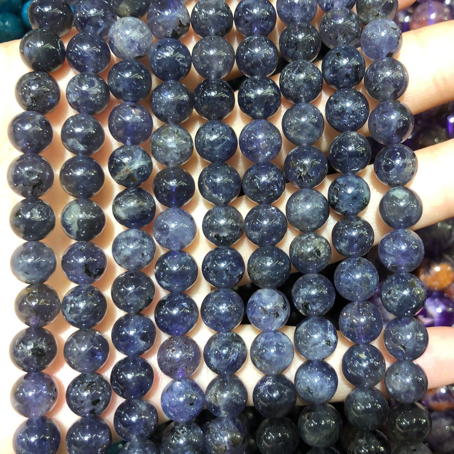 Genuine Iolite Stone Beads 4mm 6mm 8mm 10mm 15''