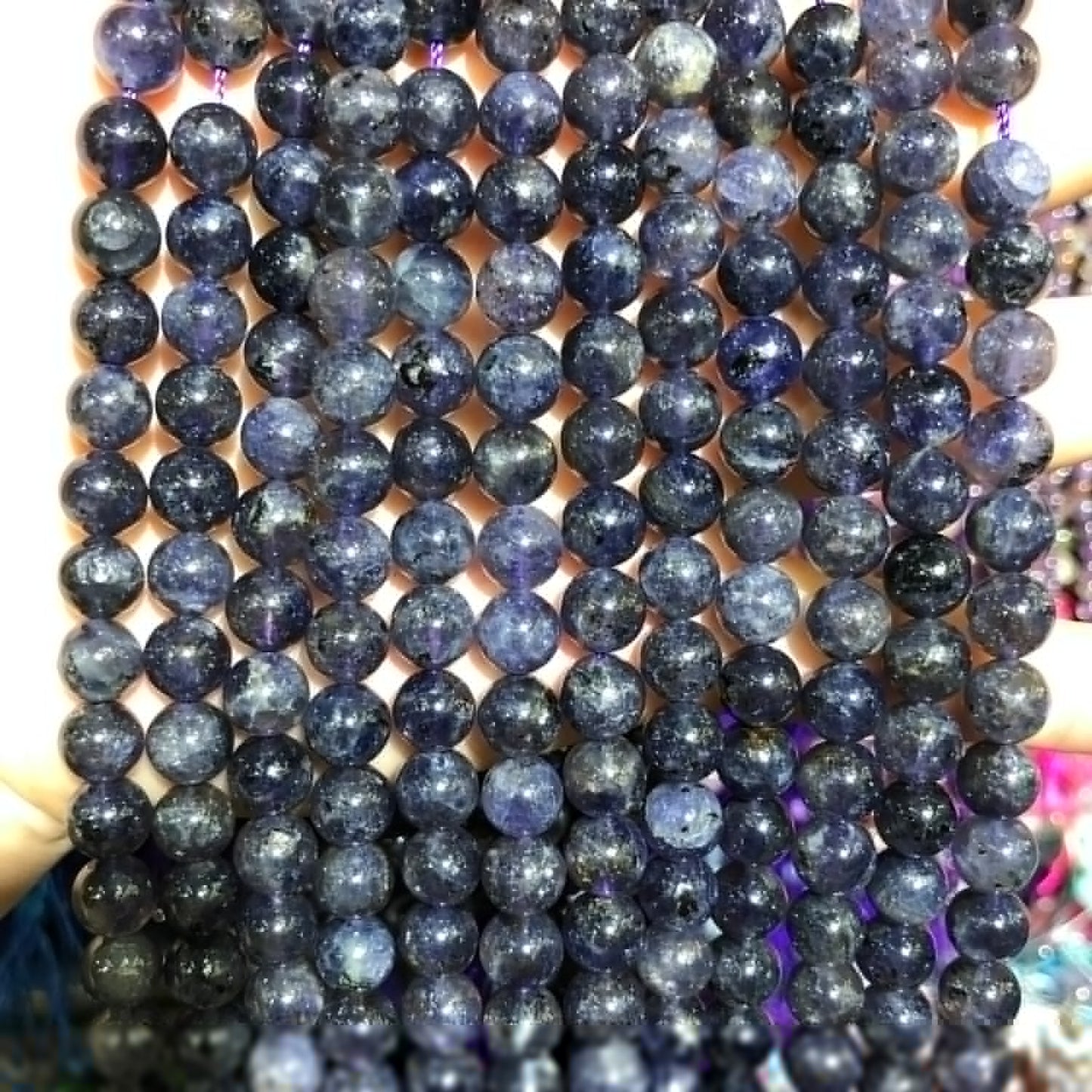 Genuine Iolite Stone Beads 4mm 6mm 8mm 10mm 15''