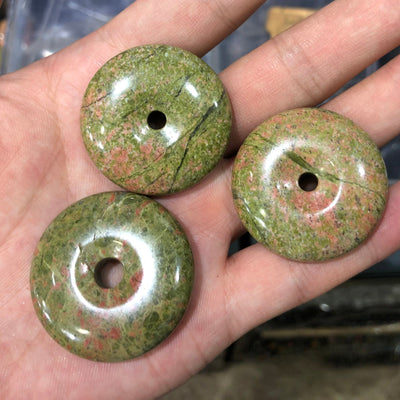 Unakite Donut Beads 30mm 35mm 1pc