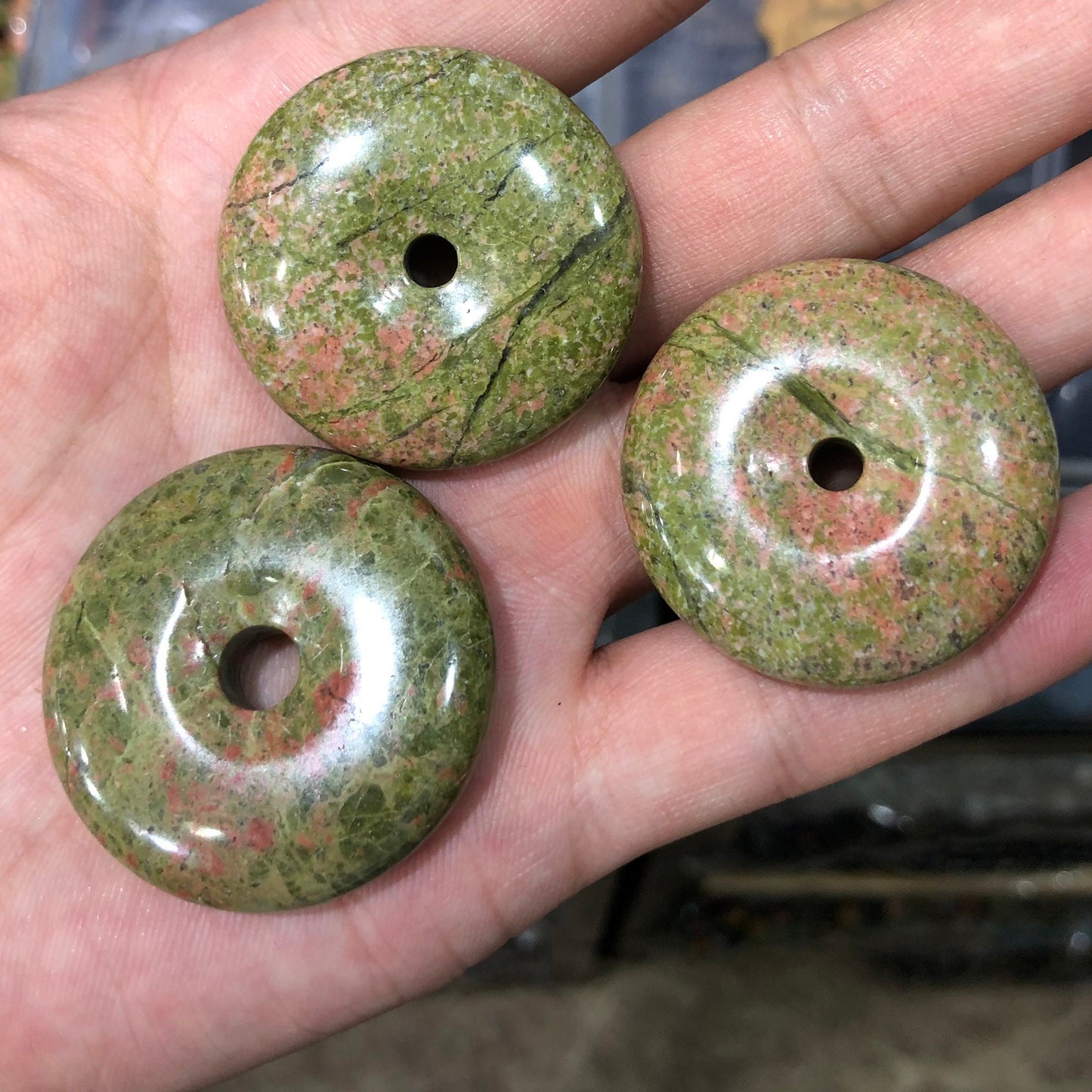 Unakite Donut Pendant 30mm 35mm 1pc