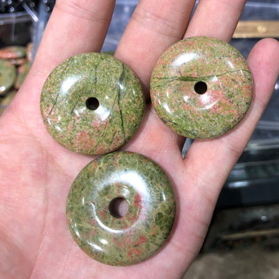 Unakite Donut Beads 30mm 35mm 1pc