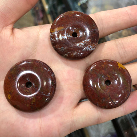 Bloodstone Donut Beads 25mm 30mm 35mm 40mm Pendant 1pc