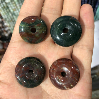 Bloodstone Donut Pendant  25mm 30mm 35mm 40mm Pendant 1pc