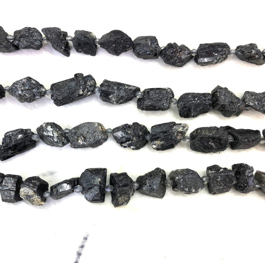 Raw Black Tourmaline Nugget Stone Beads 12-20mm